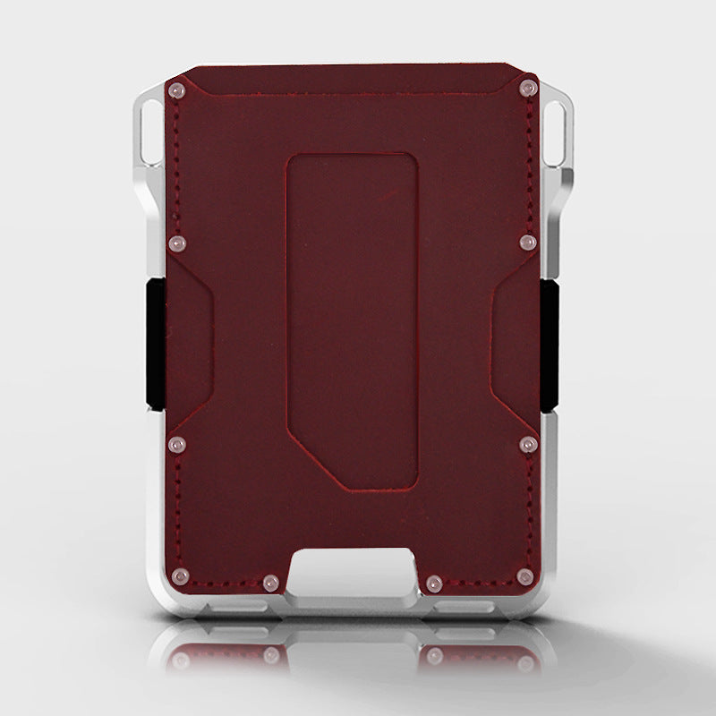 Men's Fashion Elegant Leather Bank Metal Card Holder