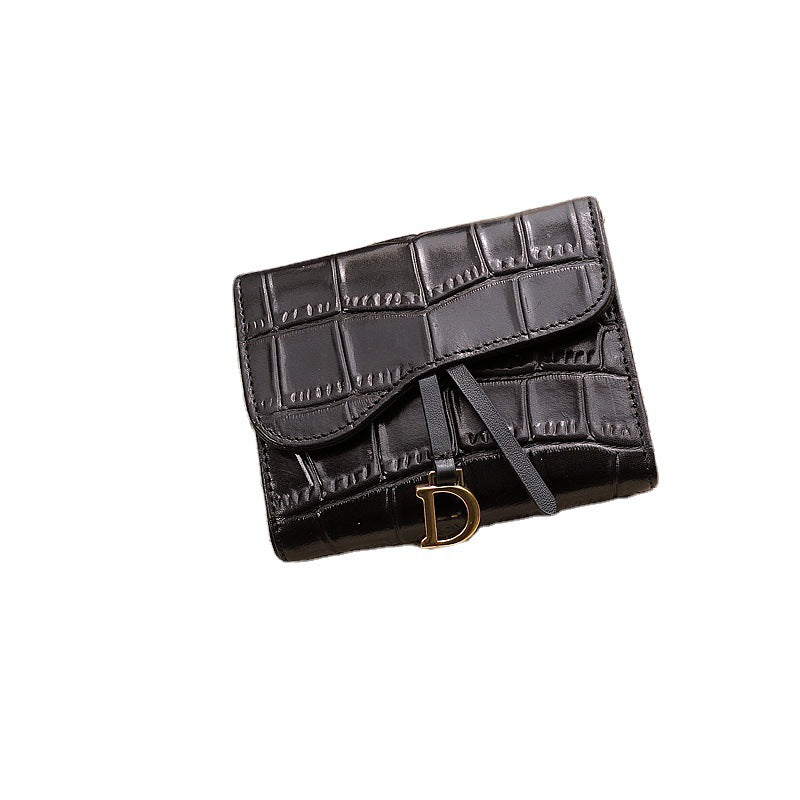 Women's Leather Short Chic Crocodile Pattern Cowhide Card Holder