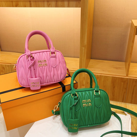 Women's Fashion Fashionable High-grade Pleated Bowling Mini Shoulder Bags