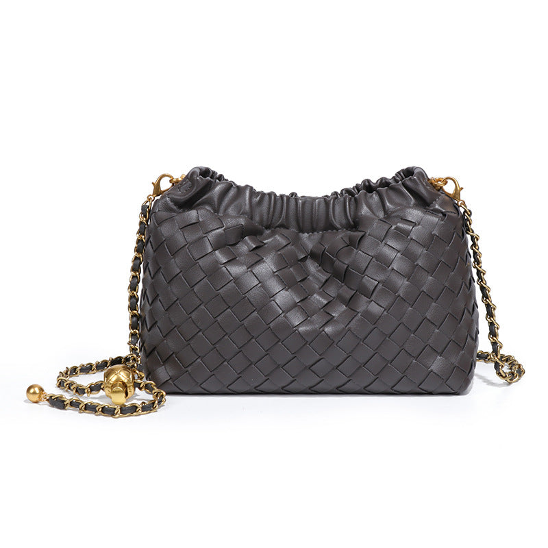 Women's Pleated Cloud Fashion Golden Ball Hand-woven Bags