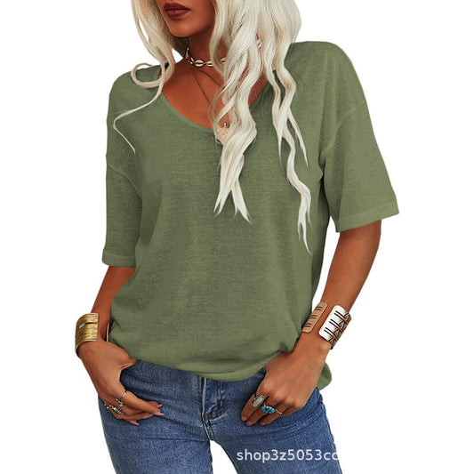 Women's Half Sleeve Loose Shirt Casual Solid Tops