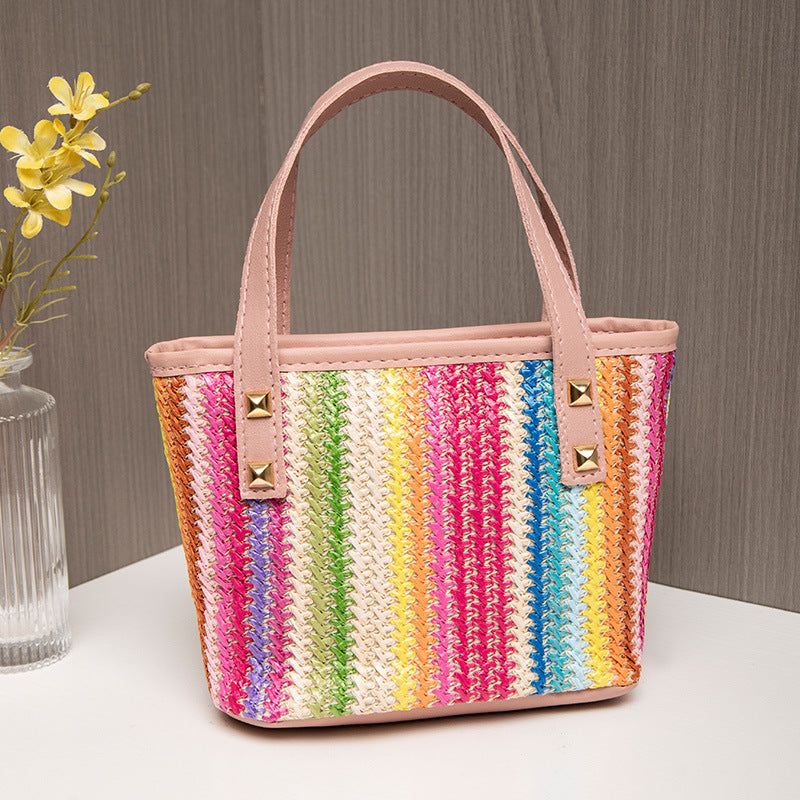 Women's Hand Fashion Woven Simple Vegetable Basket Bucket Bags