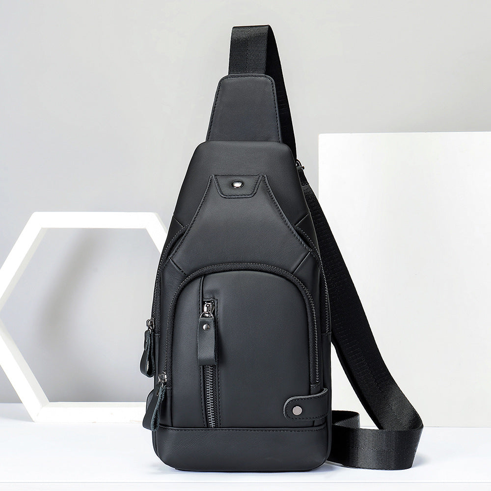 Men's Leather First Layer Trendy Large Capacity Men's Chest Bags