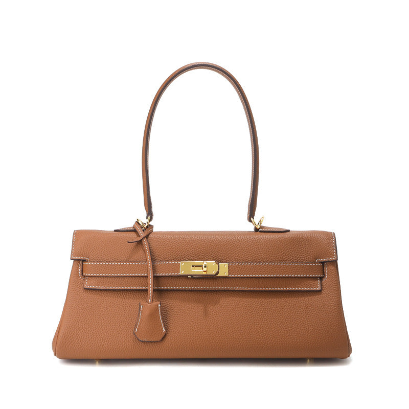 Women's Crosswise Large Size Callie Layer Cowhide Women's Shoulder Bag