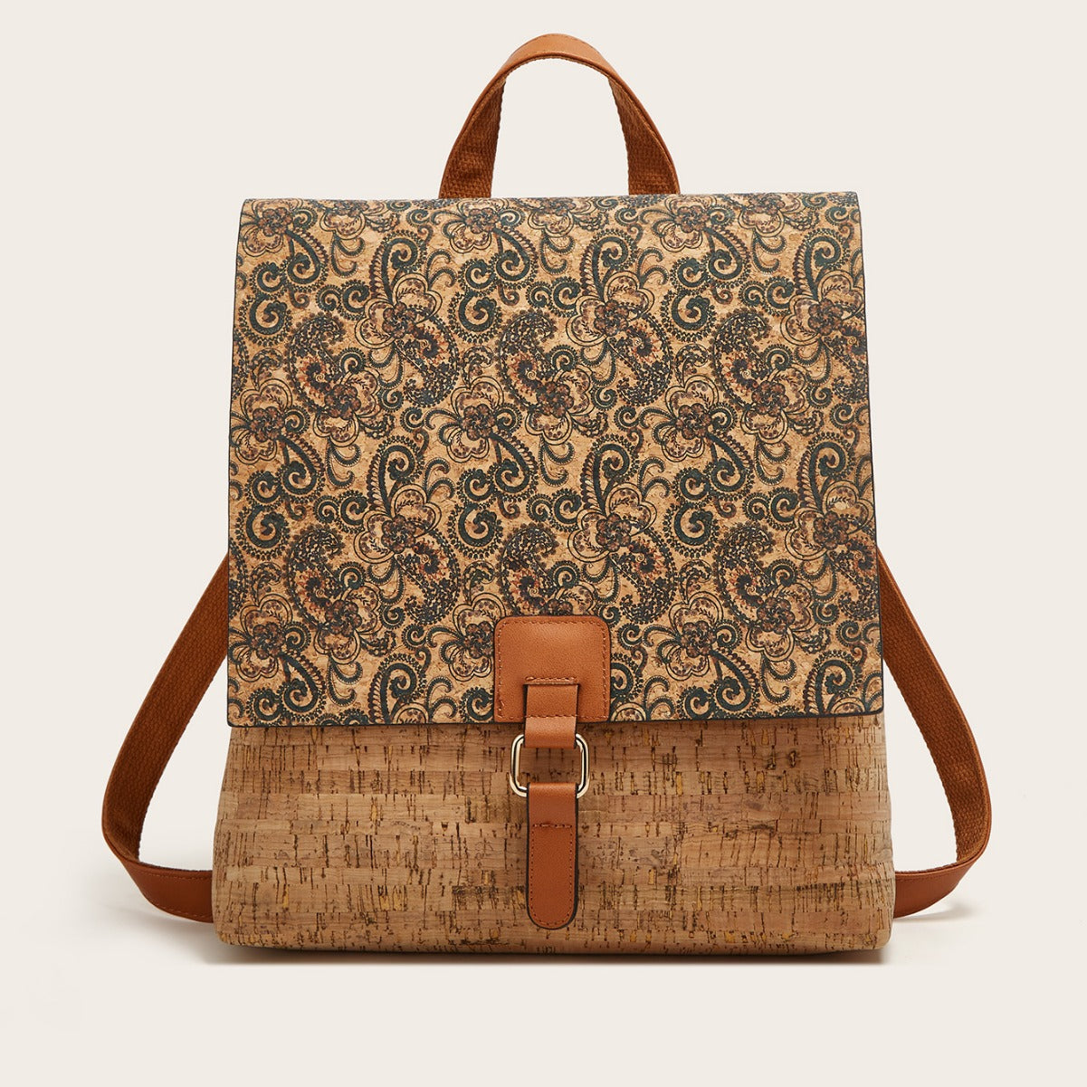 Women's Fashion Vintage Printed Bark Flap Large Backpacks