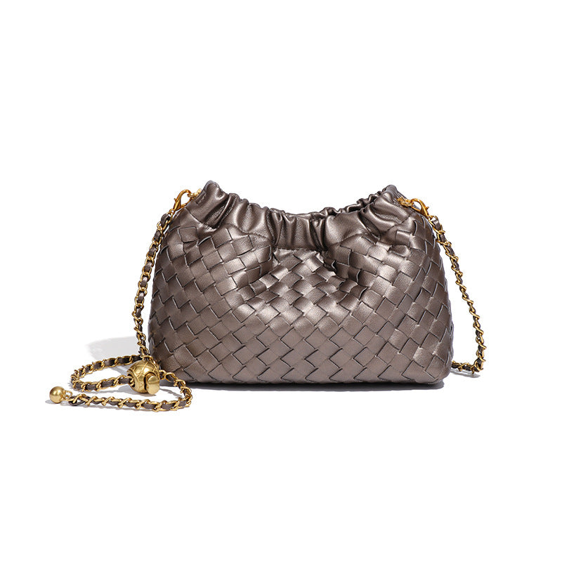 Women's Pleated Cloud Fashion Golden Ball Hand-woven Bags