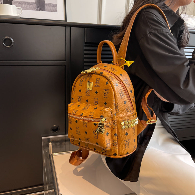 Women's Elegant Printed Bear Trend Versatile Backpacks