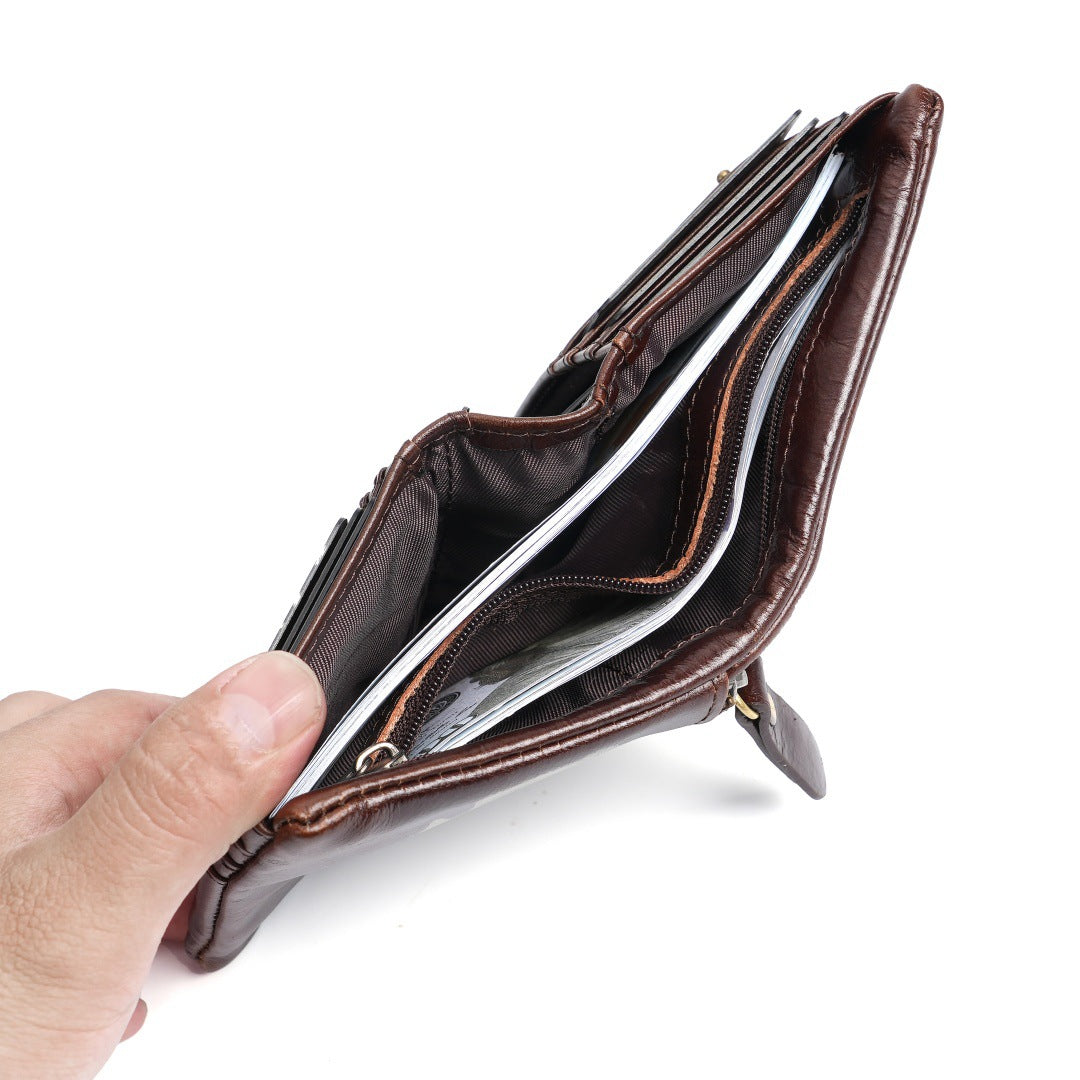 Men's Cowhide Genuine Leather Short Top Layer Men's Wallet