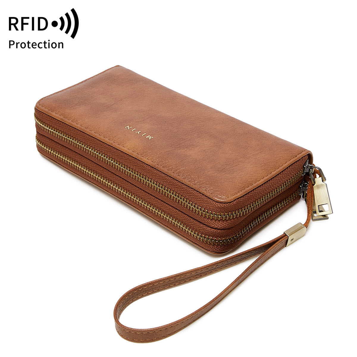 Women's Swiping Double Zipper Large Capacity Long Vintage Ladies Wallet