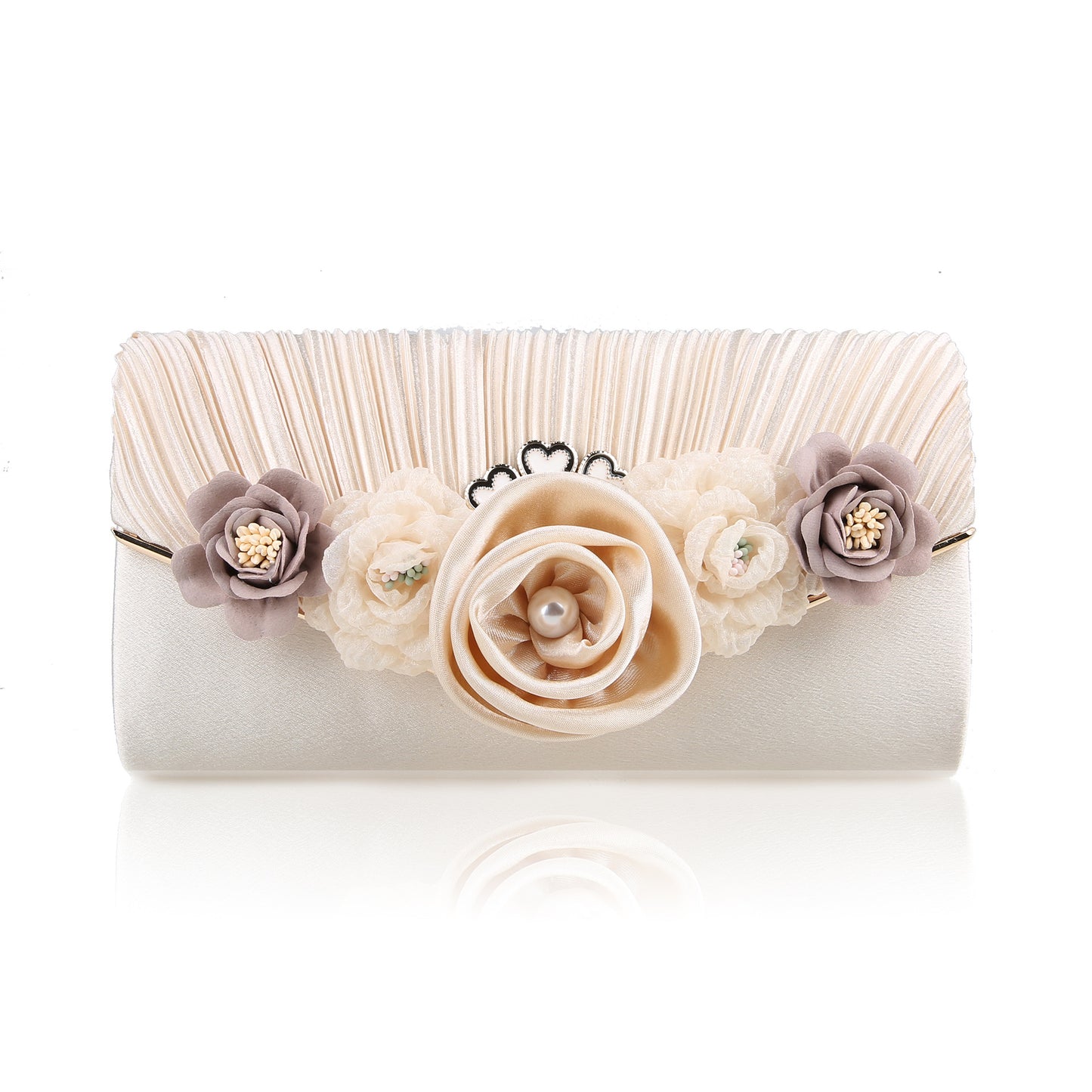 Fresh Long Flower Pleated Elegant Clutch Evening Bags