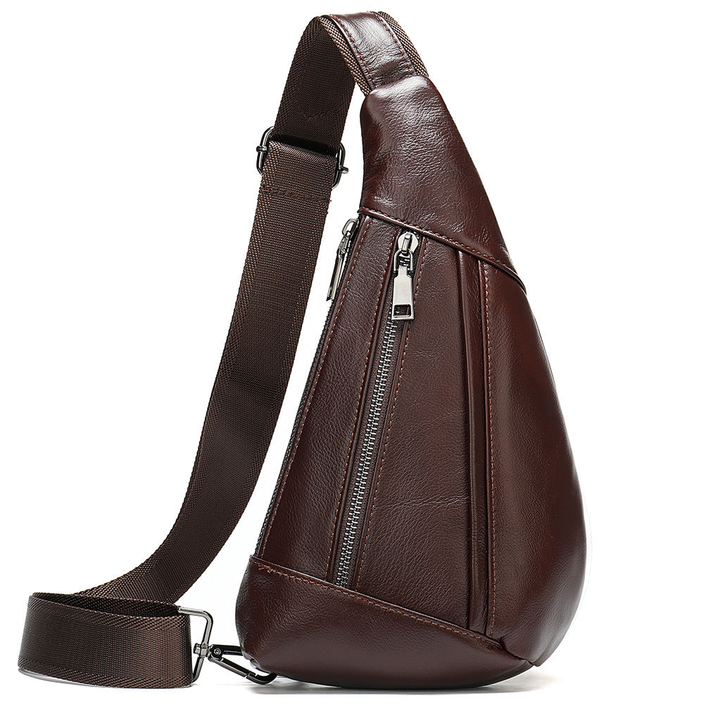 Men's Leather First Layer Trendy Large Capacity Men's Chest Bags