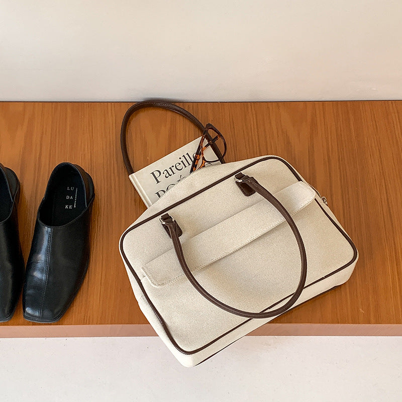 Women's Color Matching Large Capacity Retro Fashion Handbags