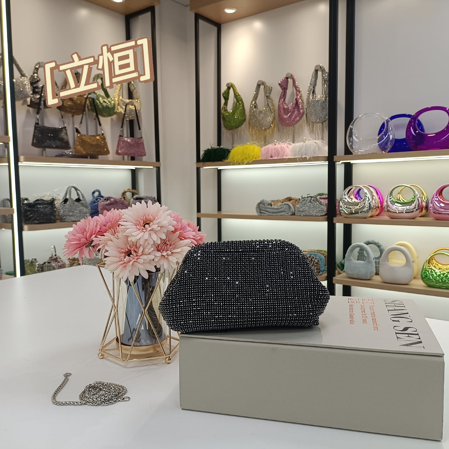 Women's French Entry Lux Shell Rhinestone Hand Bags