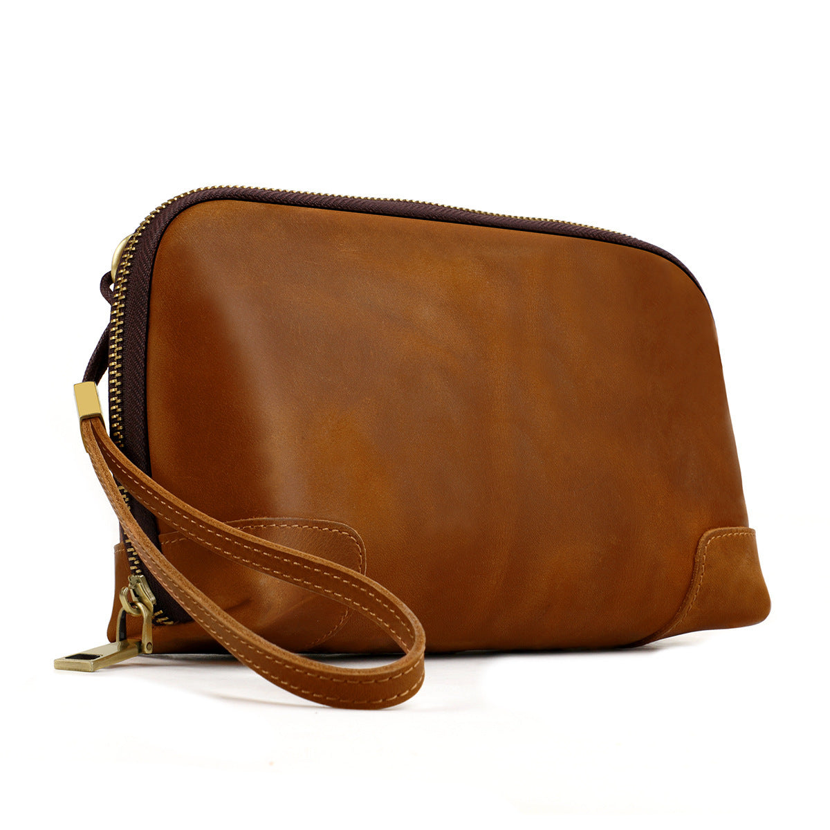 Men's Retro Crazy Horse Leather Clutch Headset Men's Handbags