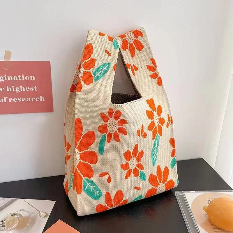 Fashion Style Knitted Hand Shopping Portable Women's Handbag
