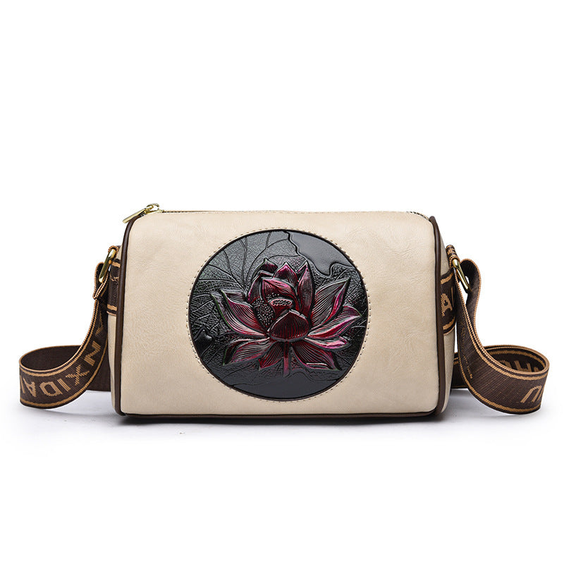 Women's Lotus Printed High-grade Mobile Artistic Chinese Style Women's Shoulder Bag