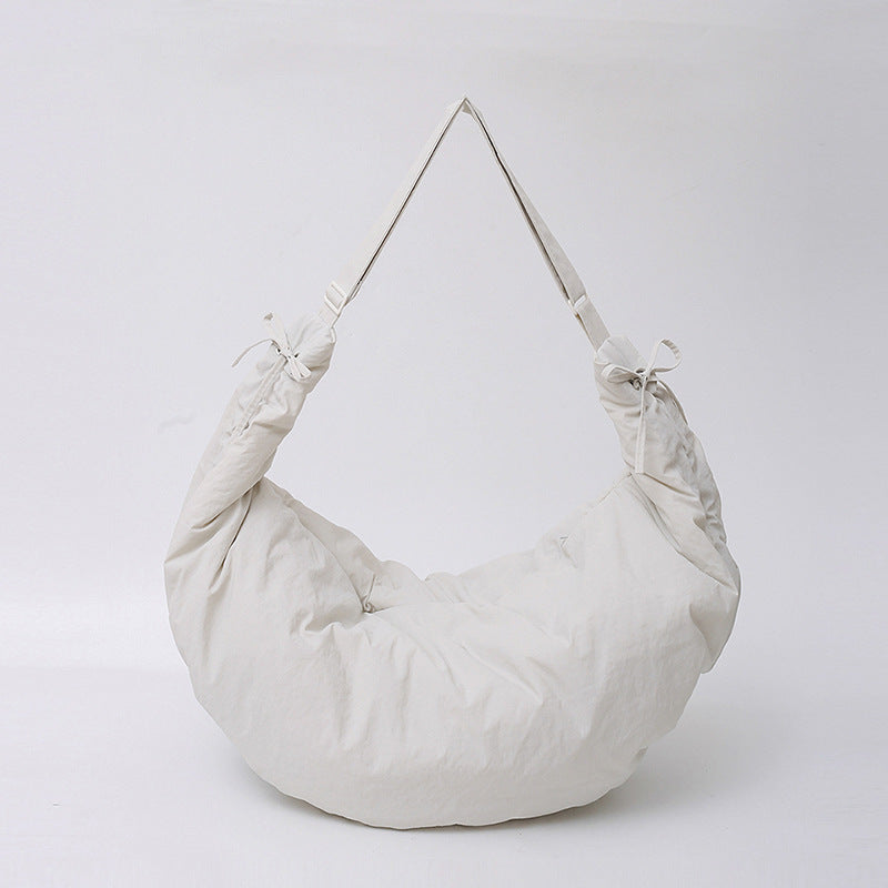 Women's Niche Pleated Crescent Hobo Simple Croissant Tote Bags