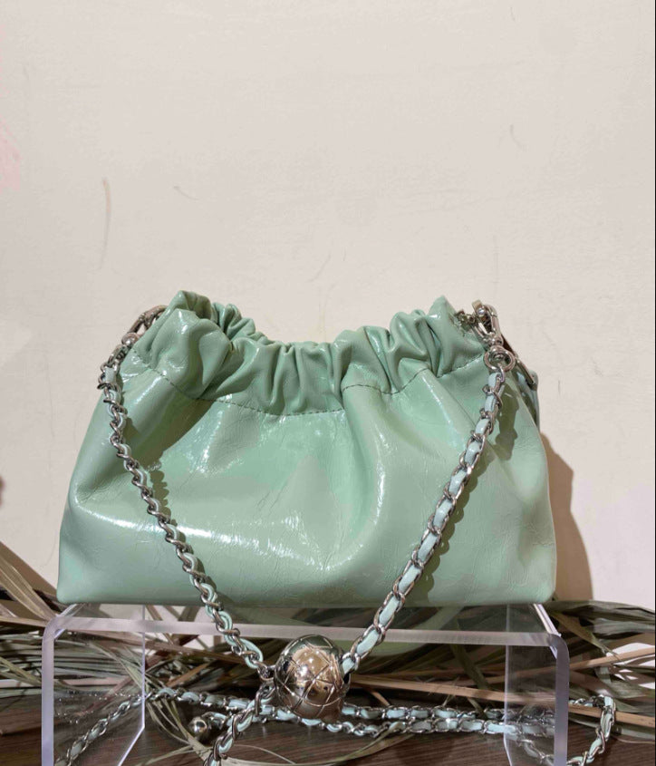 Women's Leather Folds Cloud Fashionable First Layer Shoulder Bags