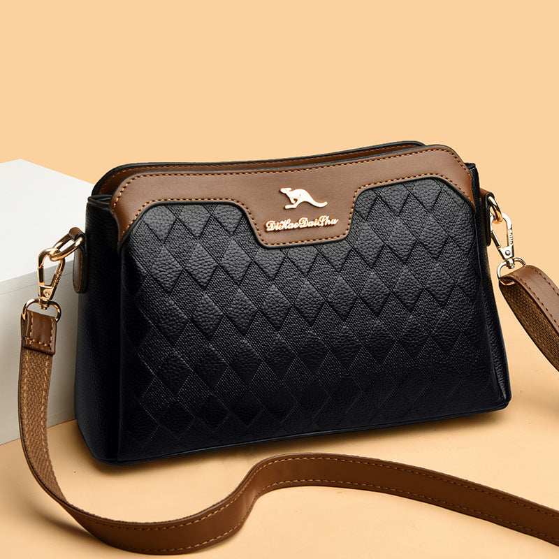 Women's High-grade Contrast Color Versatile Rhombus Large Crossbody Bags
