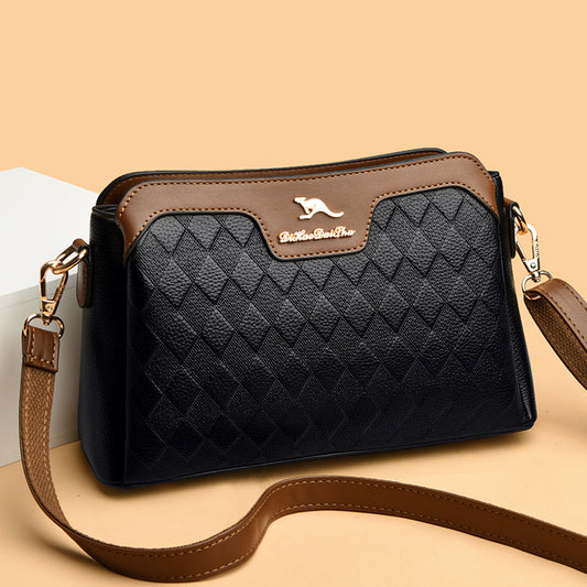 Women's High-grade Contrast Color Versatile Rhombus Large Crossbody Bags