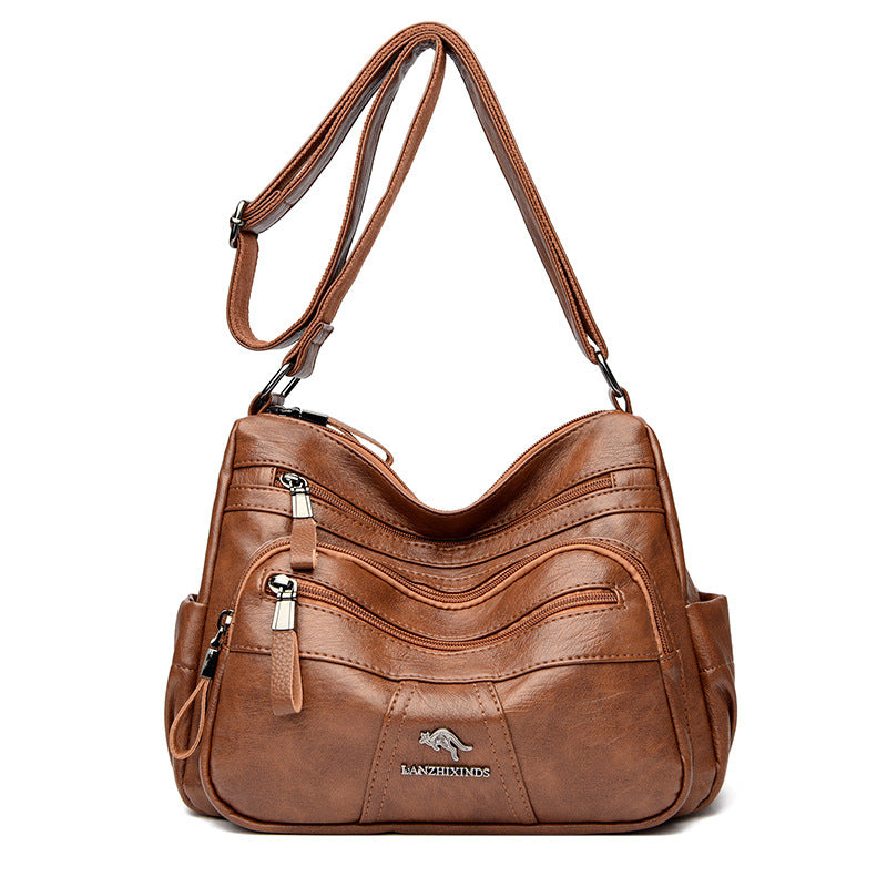 Women's Kangaroo Mom Style Soft Leather Large Capacity Crossbody Bags