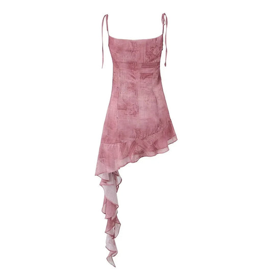 Women's Vacation Style Irregular Ruffled Ribbon Suspender Skirts