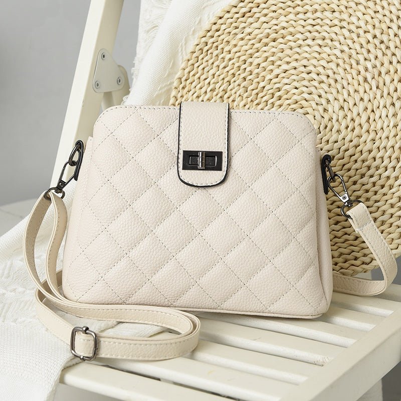 Women's Genuine Leather Large Capacity Fashion Diamond Crossbody Bags