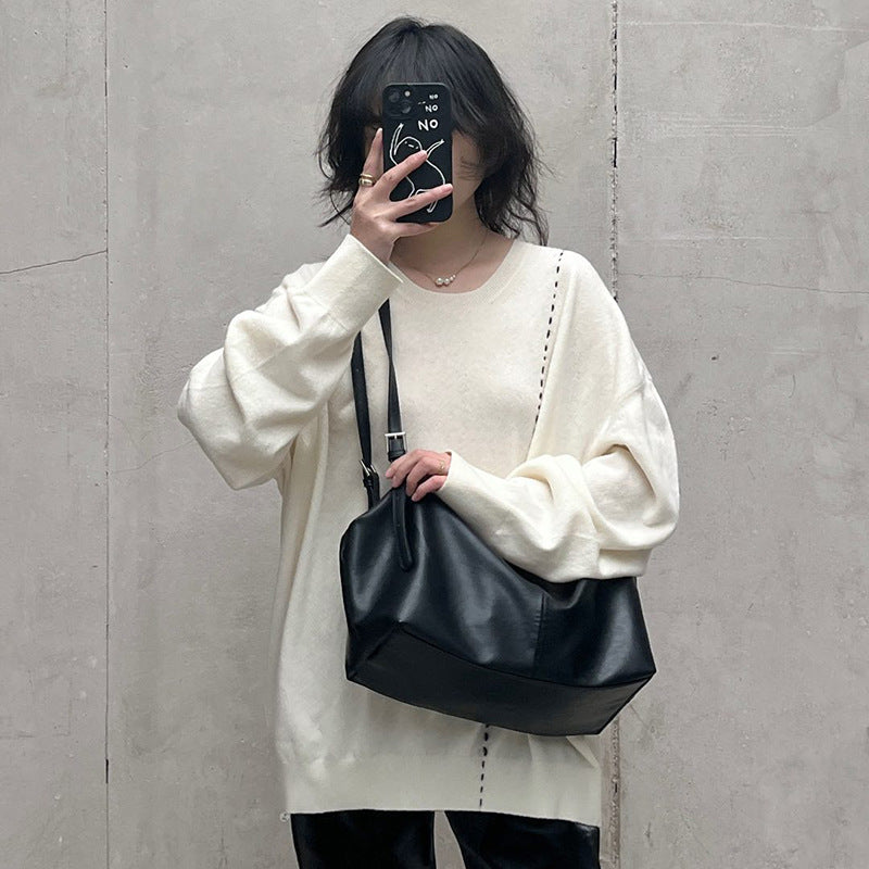 Women's Ge Texture Large Capacity Totes Soft Leather Crossbody Bags