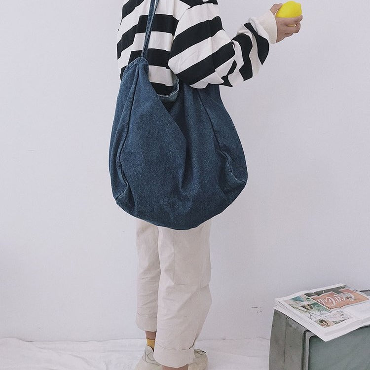 Capacity Shopping Denim Mother Literary Tide Women's Shoulder Bag