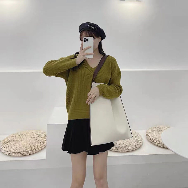 Women's Genuine Leather Korean Style Simple Fashion Shoulder Bags