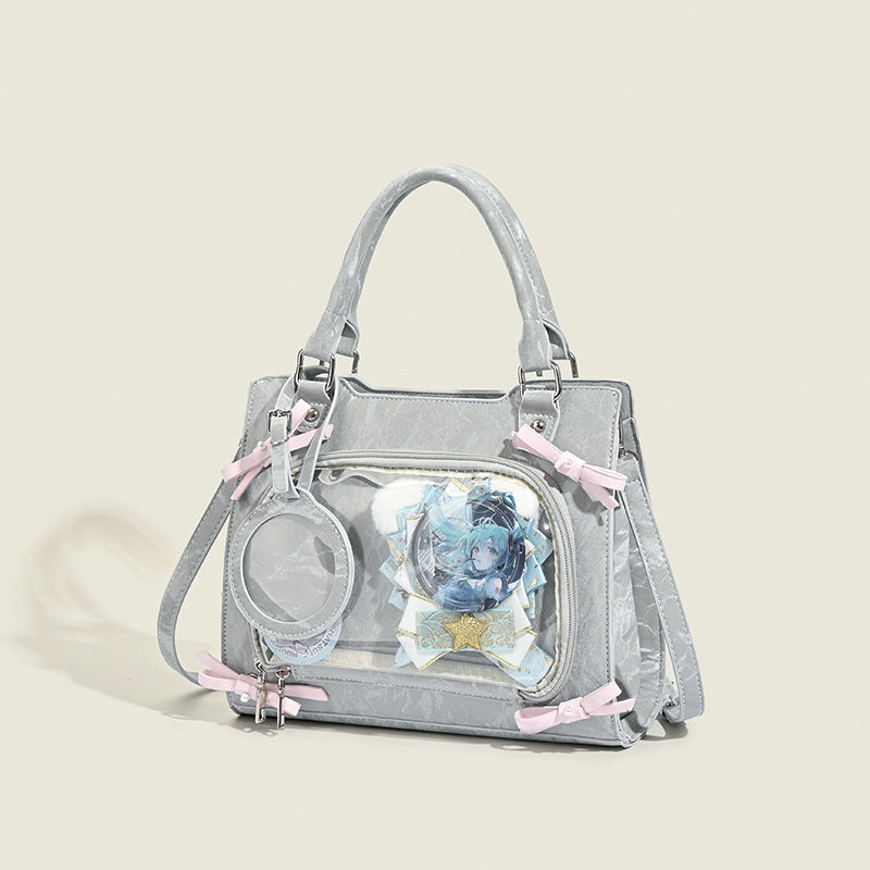 Two-dimensional Bowknot Cartoon Snacks Cute Sweet Contrast Shoulder Bags