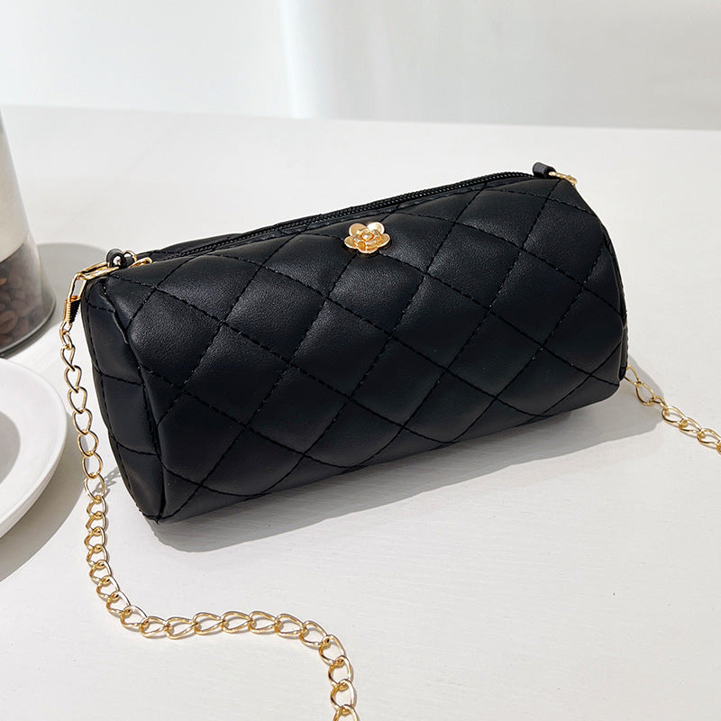 Embroidered Round Fashion Simple Hardware Flower Decorative Women's Messenger Bag