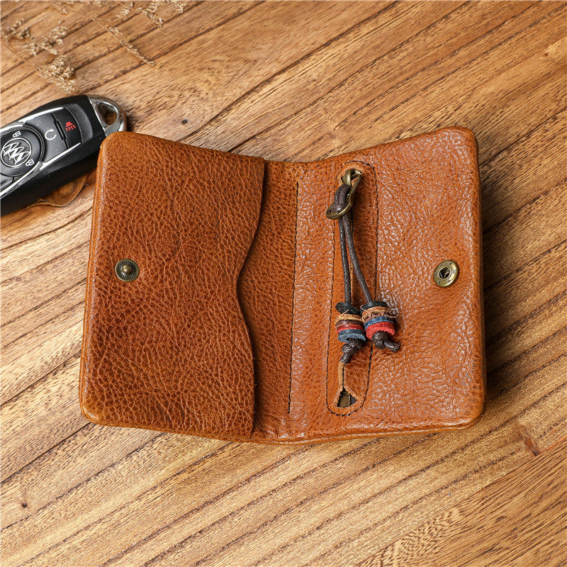 Men's Retro Vegetable Tanned Leather Cowhide Short Men's Wallets