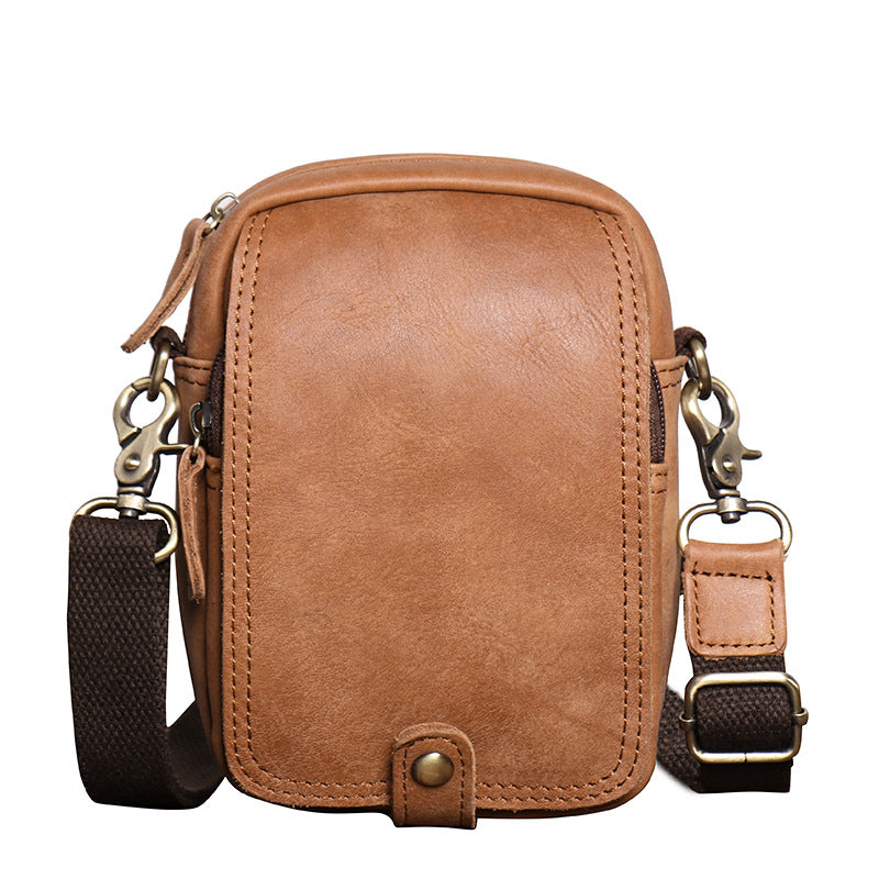 Men's Leather Frosted Cowhide Hanging Handmade Multifunctional Men's Shoulder Bags