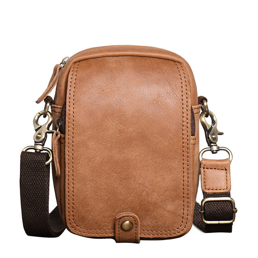 Men's Leather Frosted Cowhide Hanging Handmade Multifunctional Men's Shoulder Bags