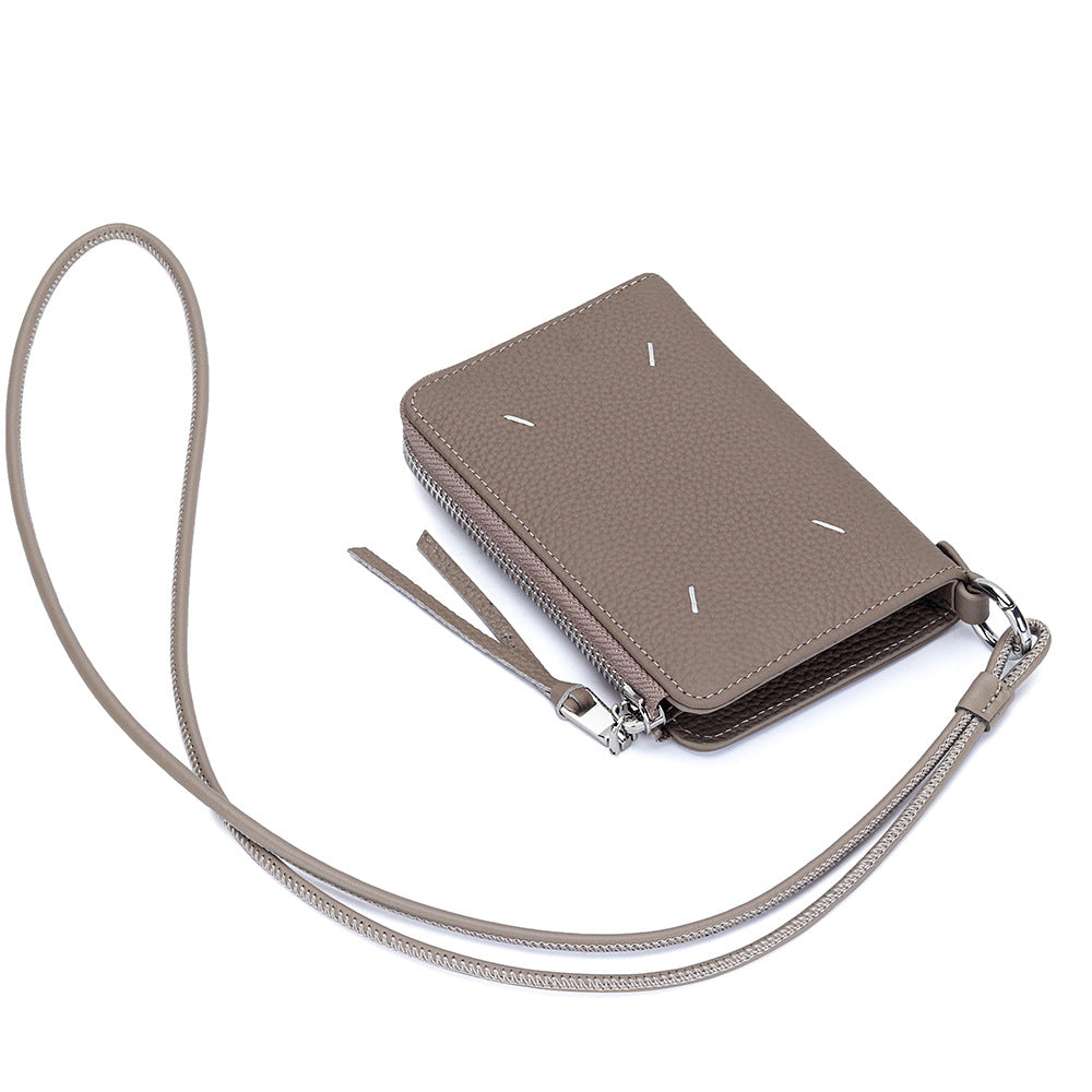 Women's Genuine Leather Short Halter Zipper Multiple Ladies Wallet