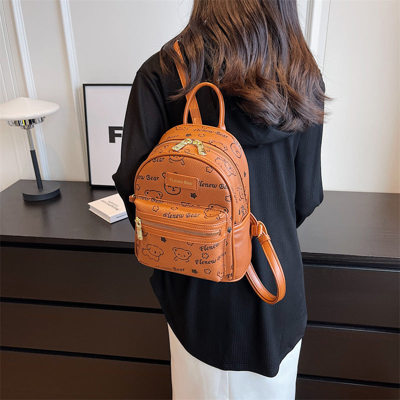 Women's Fashion Printing Bear Large Capacity Schoolgirl Backpacks