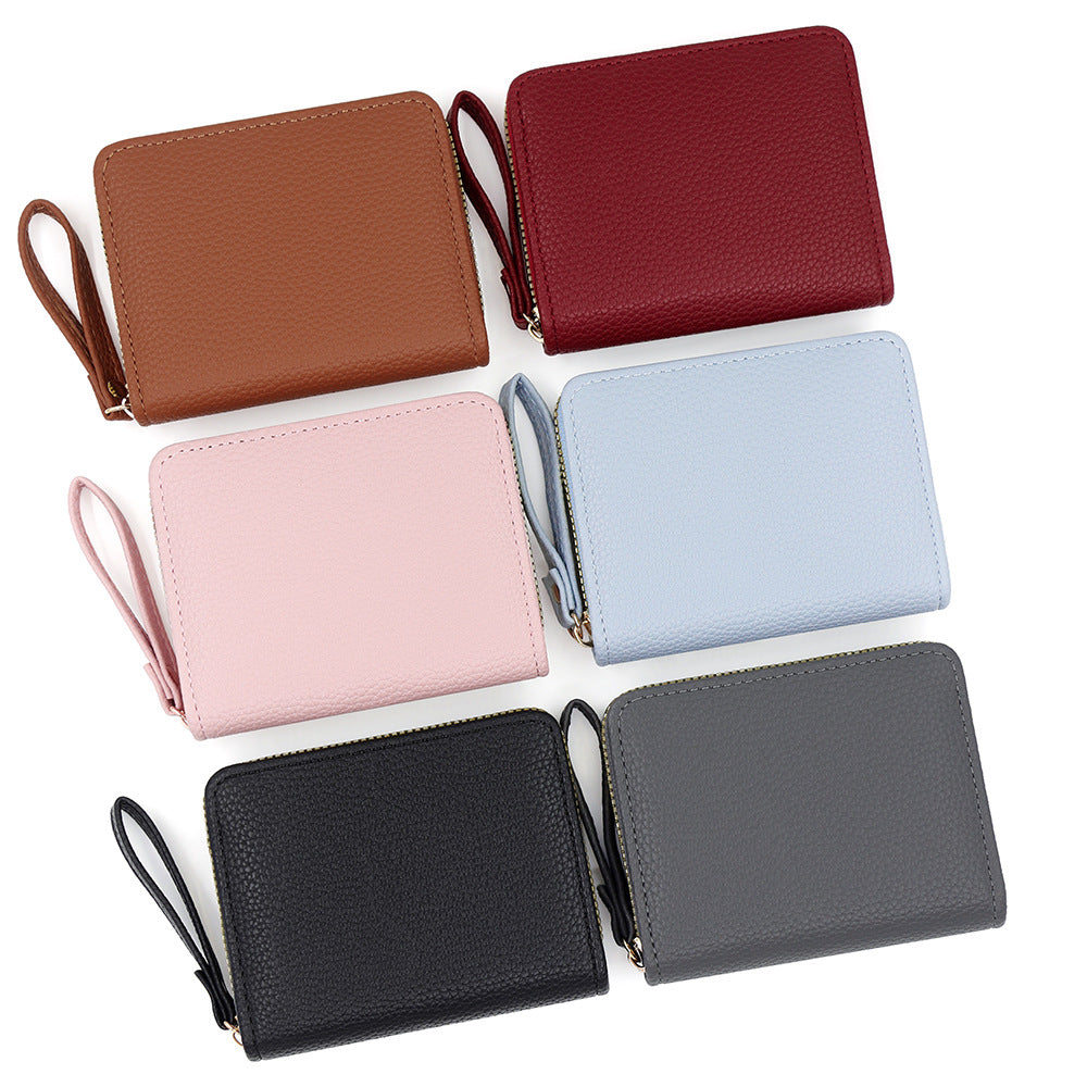 Women's Solid Color Lychee Pattern Large Capacity Ladies Wallet