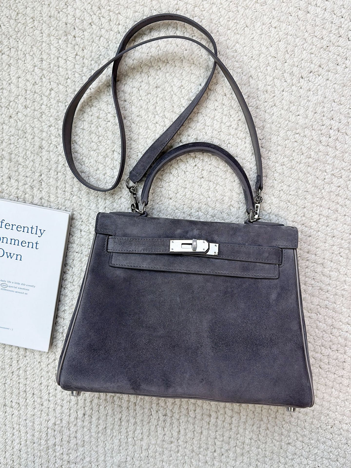 Women's Top Layer Frosted Suede Wide Strap Kelly Retro Easy Matching Women's Shoulder Bag