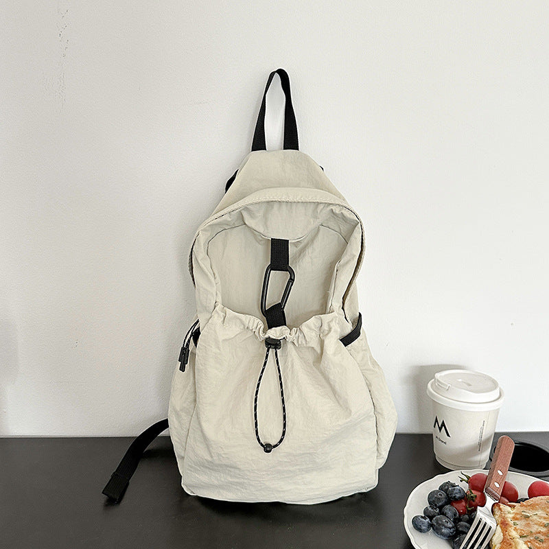 Women's Korean Style Pure Color Nylon Large Backpacks