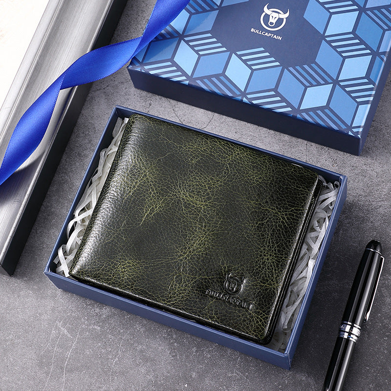 First Layer Cowhide Lightning Pattern Man's Men's Wallets