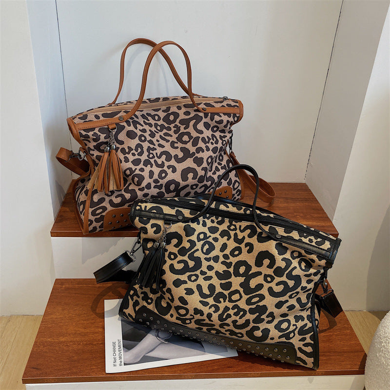 Women's Female Fashion Korean Trend Leopard Print Handbags