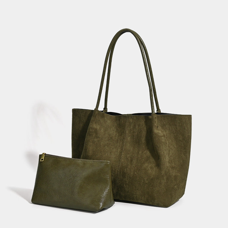 Fashion Large Capacity Vintage Suede Leisure Commute Women's Shoulder Bag