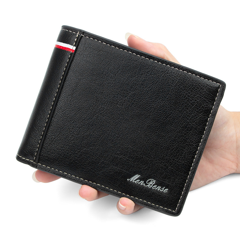 Men's Hinge Short Large Capacity Three Fold Multiple Men's Wallet
