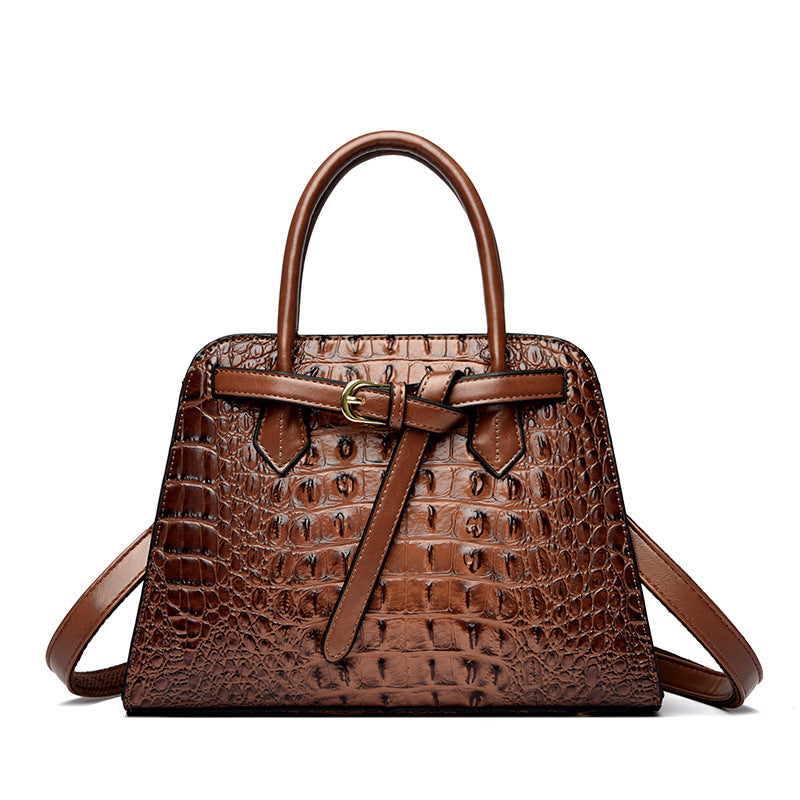 Large Fashion Simple Crocodile Pattern Capacity Women's Handbag