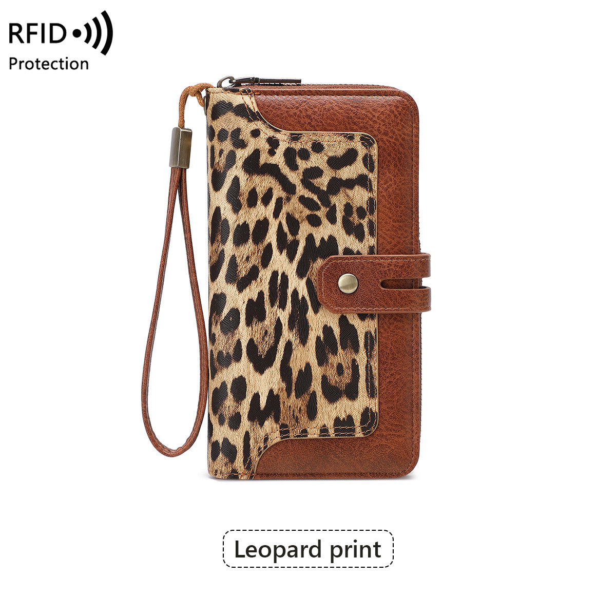 Women's Swiping Printing Contrast Color Retro Long Ladies Wallet