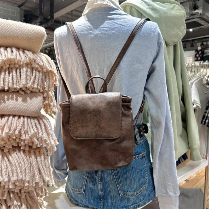 Graceful Durable Retro Brown Drawstring Texture Backpacks