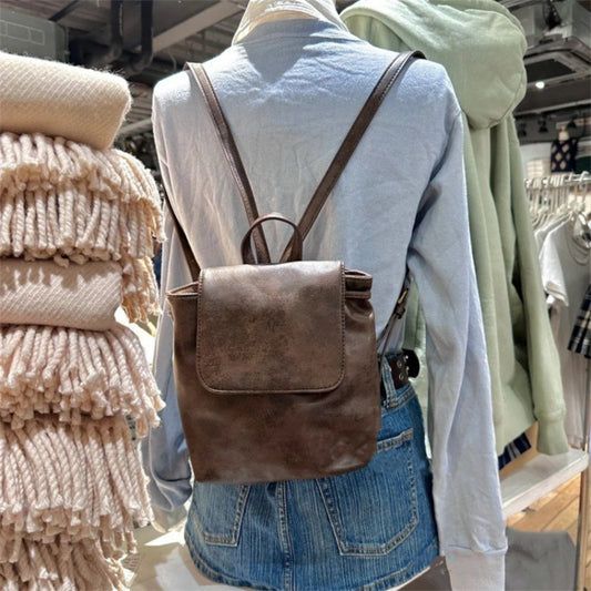 Graceful Durable Retro Brown Drawstring Texture Backpacks