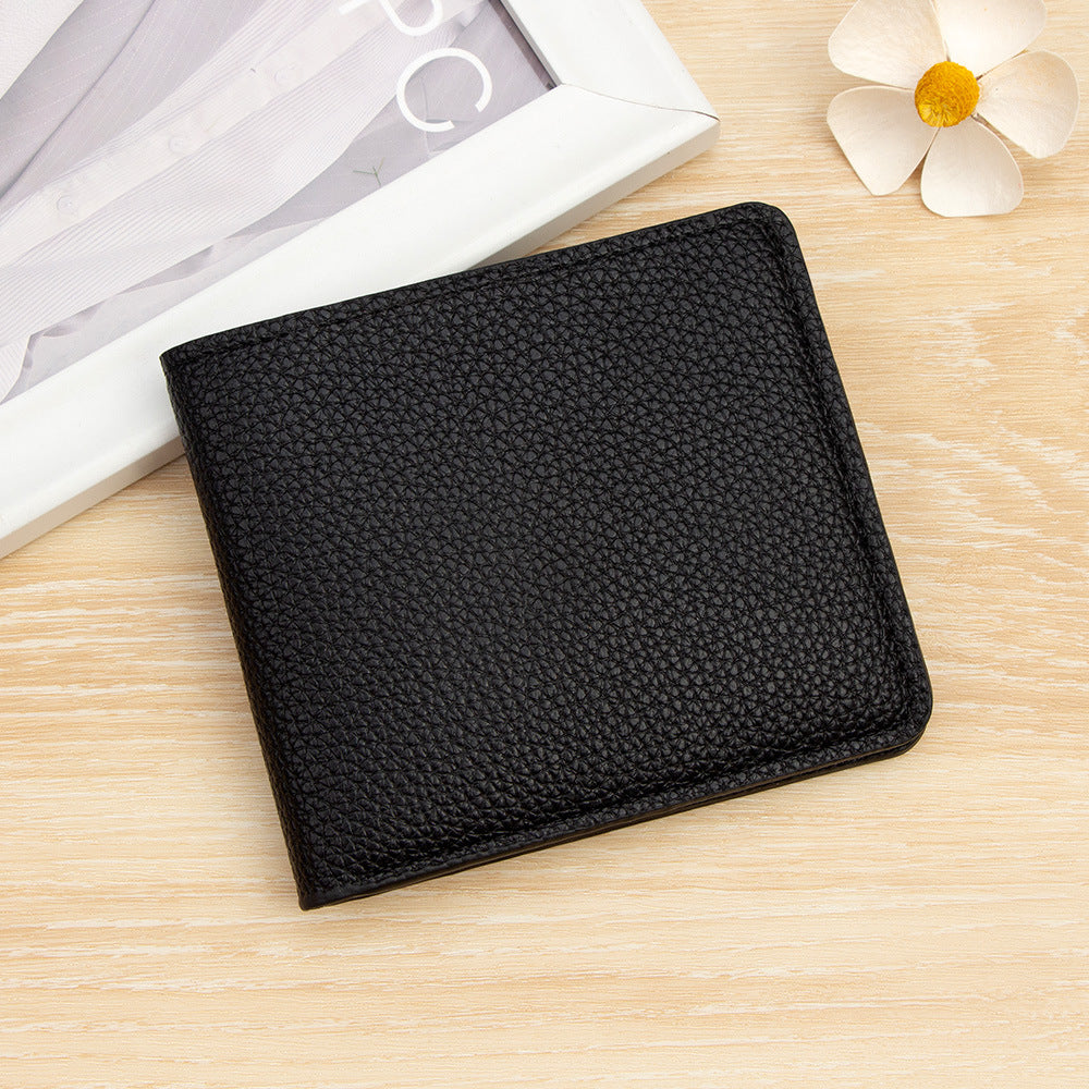 Women's Simple Short Two-fold Practical Soft Solid Color Portable Card Holder