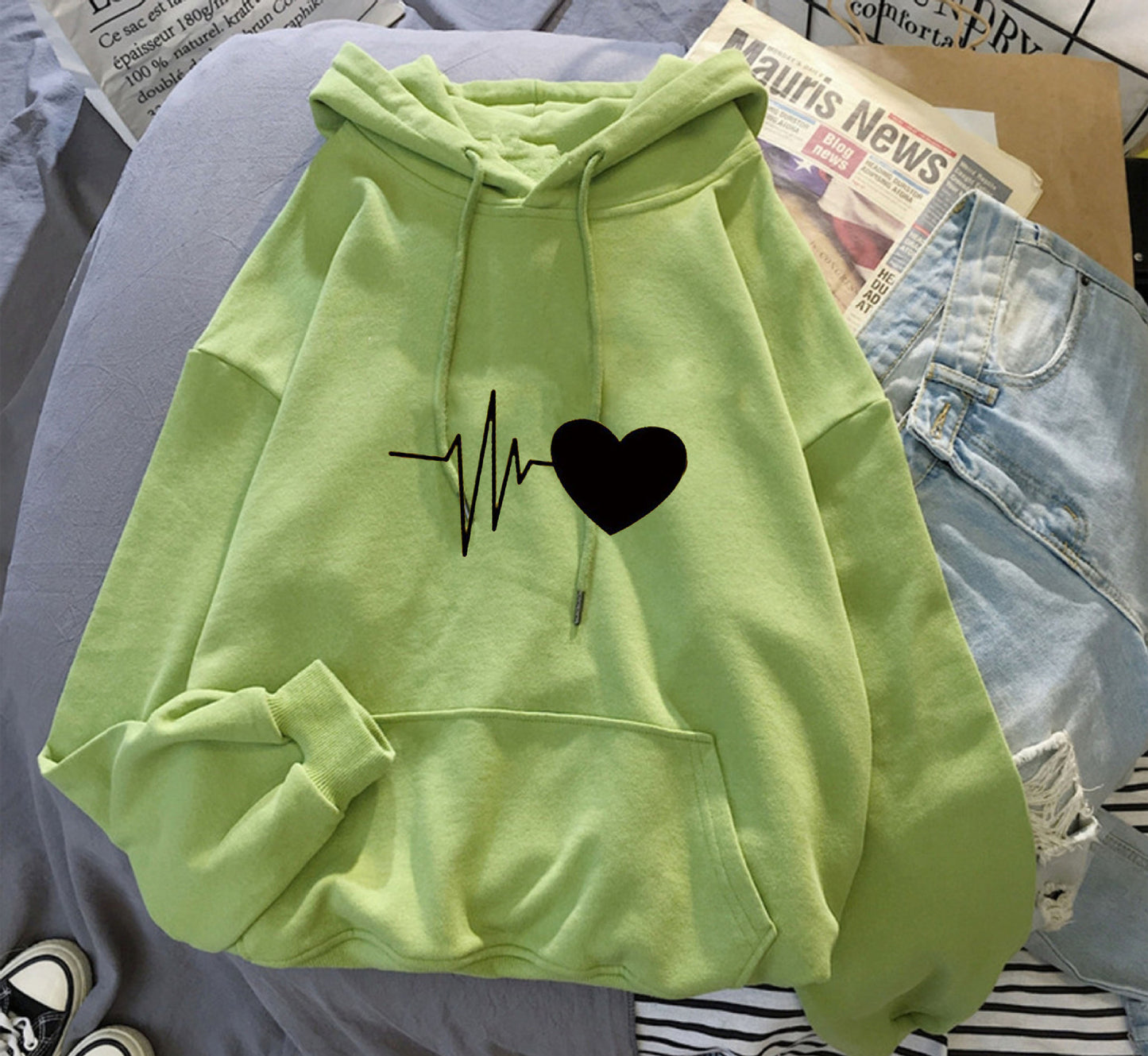 Versatile Fleece-lined Hoodie Unisex Wear Loose Sweaters